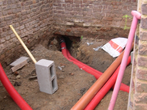 Pose de réseau d'égouttage