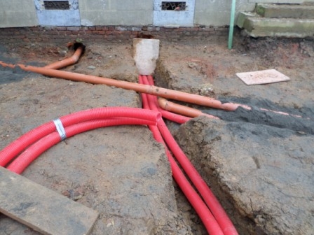 Pose de réseau d'égouttage