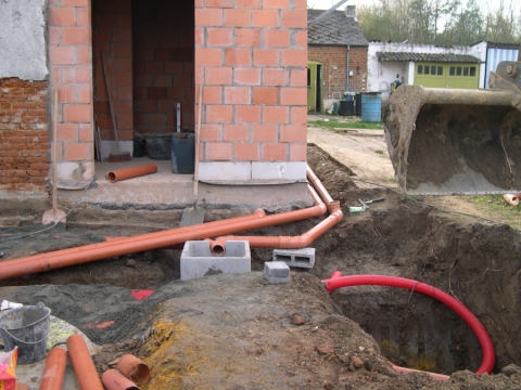 Pose de réseau d'égouttage