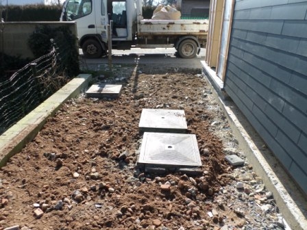 Pose de réseau d'égouttage